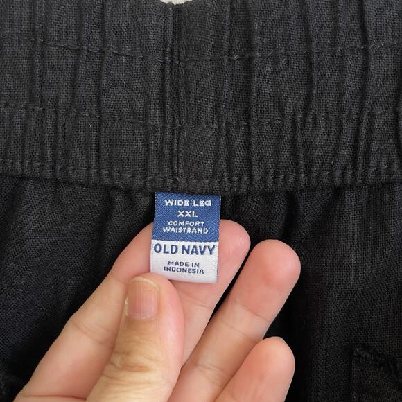 Old Navy Women's XXL Linen blend Wide Leg Pull On Pants Comfort Waist Black - Picture 10 of 15